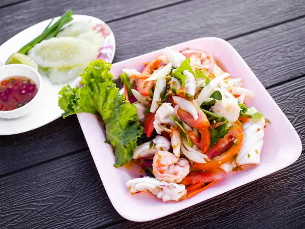 Salade Fruits Mer Épicés Nourriture Thailand Asiatique Ingrédients Base Tomate — Photo