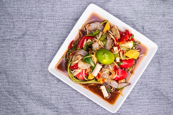 Salade Papaye Thaïlande Nourriture Épicée Traditionnelle Thaï Asiatique Ingrédient Amer — Photo