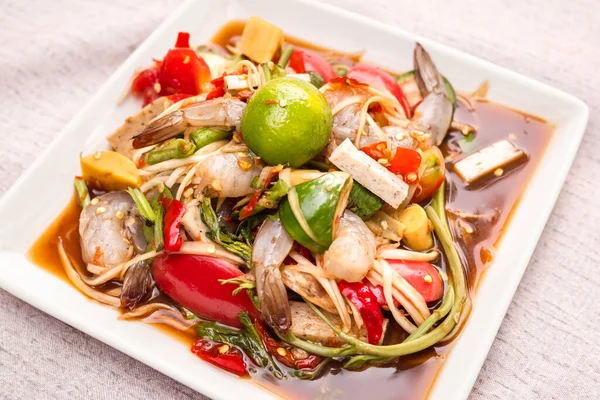 Salade Papaye Thaïlande Nourriture Épicée Traditionnelle Thaï Asiatique Ingrédient Amer — Photo