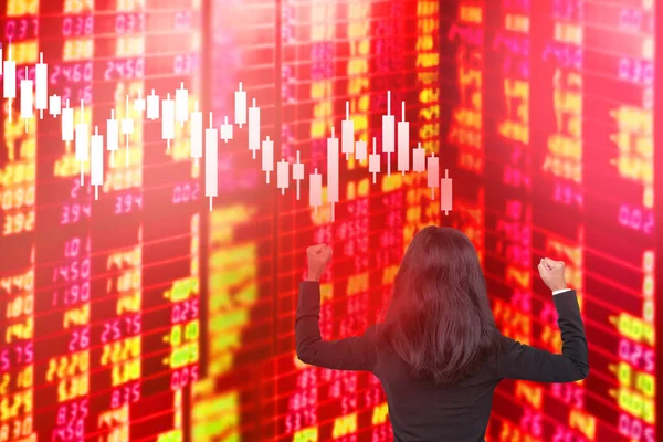 Gráfico Castiçal Com Mulher Equipe Dados Blur Análise Numérica Mercado — Fotografia de Stock