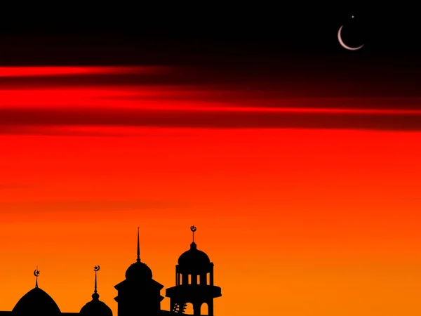 รามาดาน Eid Fitr ใหม ฮาร กษณ ศาสนาอ สลามก ดโดม พระจ — ภาพถ่ายสต็อก