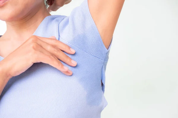 Camisa Húmeda Mujer Axila Problema Manchas Sudor Axila Fuerte Olor —  Fotos de Stock