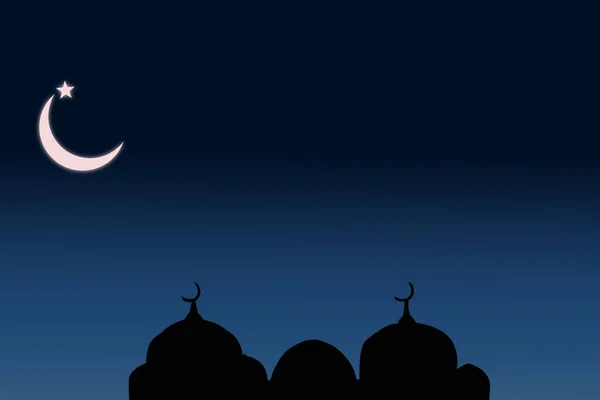 라마단 새해에 라미스 심볼에는 모스크 실루엣에는 어두운 보라색의 이드알아 무슬림의 — 스톡 사진