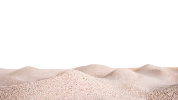 Pile Sand Isolatd White Background Macro Small Heap Mountain Desert — Stock Photo, Image