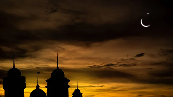 Ramadán Eid Fitr Nový Rok Muharram Islámské Náboženství Symboly Siluetou — Stock fotografie