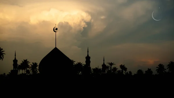 Ramadán Eid Fitr Nový Rok Muharram Islámské Náboženství Symboly Siluetou — Stock fotografie