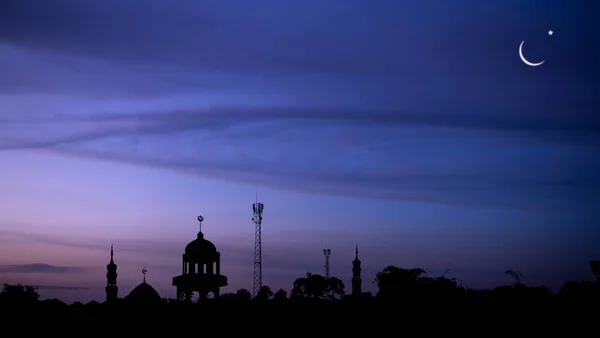 Ramazan Kurban Bayramı Muharram Slam Dini Sembolleri Siluet Cami Kubbesi — Stok fotoğraf