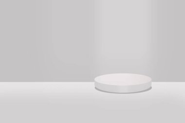 Stüdyo Odası 3d arkaplanlı Boş Siyah Daire Podyumu. Kazanan Sahne Sahnesi Şablonu Platformu Gri arkaplan üzerinde izole edilmiş. Sunum Ürünleri için soyut tasarım