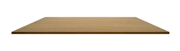 Brown Wooden Tabletop Isolate White Background Shelf Empty Plank Old — Fotografia de Stock