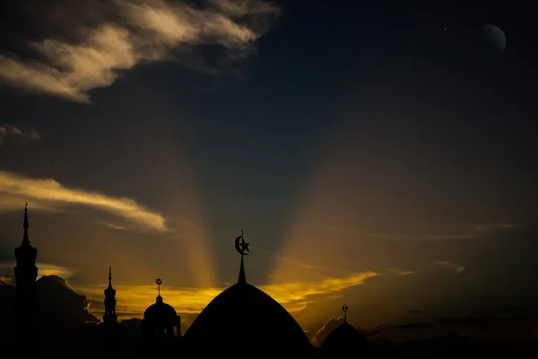 Ramadan Eid Fitr New Year Muharram Islamic Religion Symbols Mosques — Zdjęcie stockowe