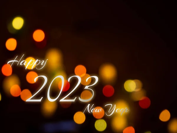 2023 Ευτυχισμένο Νέο Έτος Για Bokeh Ιστορικό Κάρτα Αφίσα Εορταστική — Φωτογραφία Αρχείου