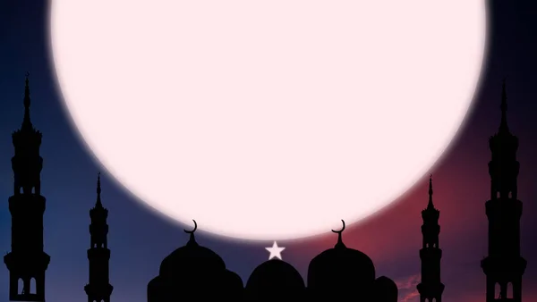 Moscheen Kuppelmond Gelben Himmel Hintergrund Neujahr Muharram Asien Religiöse Muslime — Stockfoto