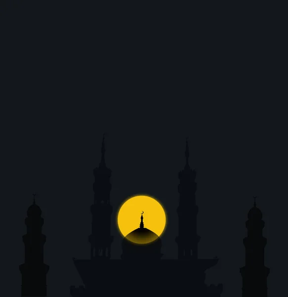 Hintergrund Für Neujahr Muharram Mond Und Moscheenkuppel Auf Schwarzem Hintergrund — Stockfoto