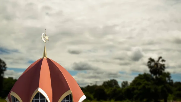 Mosques Dome Blur Forest White Cloud Background Islamic New Year — Stock Photo, Image