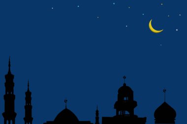 Camiler Kubbe Hilal Ay ve Yıldız Mavi zemin, Yeni Yıl Muharram Asya Dindar Müslüman, Ramazan Kareem, Kurban Bayramı, Yeni Yıl Muharram, İslami Arap Kutsal Mübarek Tanrı Sembolleri, Serbest Uzay.
