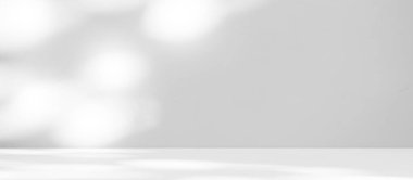 Abstract Shadow Leaves Gray Cement Room Stodio Background,Sunlight Reflection Overlay Backdrop,Blank Counter Bar Floor Room,Empty Table Free Space for add Product presentation,Mock Up Nature Template.