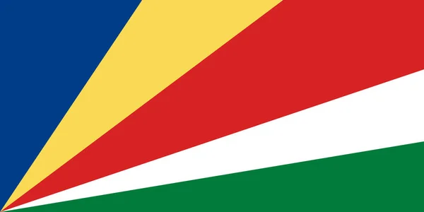 Bandeira nacional das Seychelles tamanho original e cores ilustração vetorial, feita com Seychelles Peoples United Party e Seychelles Democratic Party, bandeira da República das Seychelles — Vetor de Stock