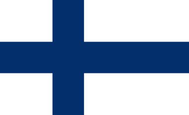 Finlandiya 'nın ulusal bayrağı asıl boyut ve renk vektör illüstrasyonu, Suomen lippu veya Finlands flagga ve Siniristilippu İskandinav haçı kullanmışlardır, Finlandiya bayrağında İskandinav haçı vardır