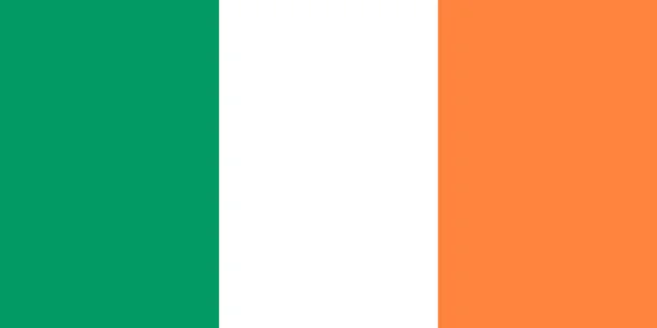 Bandeira nacional da Irlanda tamanho original e cores ilustração vetorial, bratach na heireann ou tricolor irlandês, bandeira nacional República da Irlanda, bandeira irlandesa — Vetor de Stock