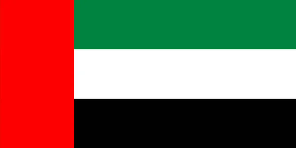 Flaga Narodowa Zjednoczonych Emiratów Arabskich oryginalny rozmiar i kolory wektor ilustracji, używany Pan-arabskie kolory i zaprojektowane Abdullah Mohammed Al Maainah, flaga ZEA — Wektor stockowy