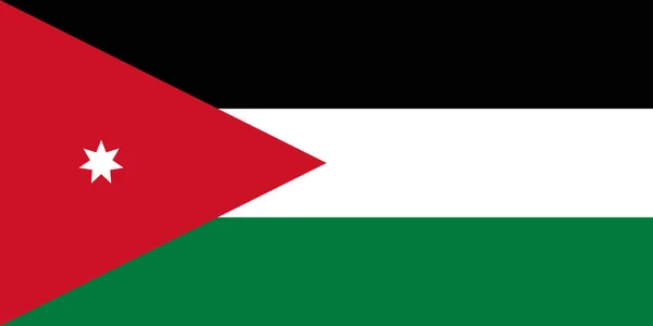 Flaga narodowa Jordanii oryginalny rozmiar i kolory wektor ilustracja, Królestwo Jordania bandera używane Pan-arabskie kolory, podobna flaga arabskiego buntu — Wektor stockowy