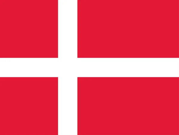 National flag of Denmark original size and colors vector illustration, Dannebrog with white Scandinavian cross, flag kings of Denmark has Nordic cross, Rigets flag — Stock Vector