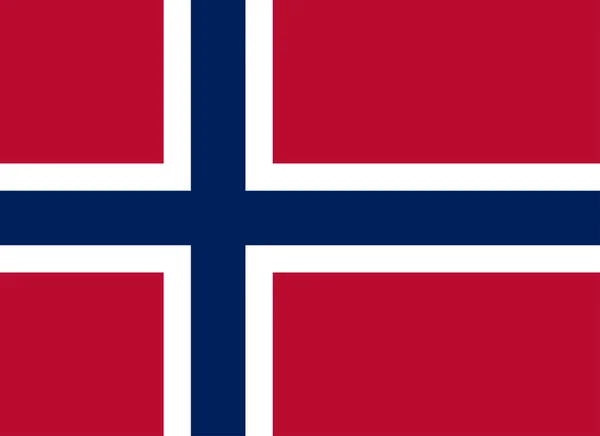 Norvég nemzeti zászló eredeti méret és színek vektor illusztráció, Norges flagg vagy Noregs flagg használt kék skandináv kereszt, Norvég Királyság zászló skandináv kereszt — Stock Vector