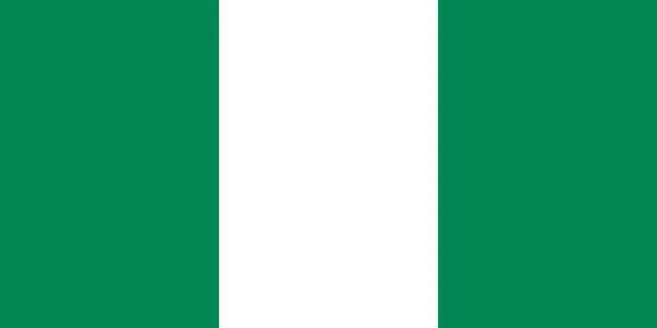 Bandeira nacional da República Federal da Nigéria tamanho original e cores ilustração vetorial, Bandeira da Nigéria projetado por Michael Taiwo Akinkunmi, Bandeira da Nigéria — Vetor de Stock