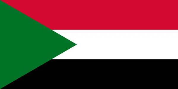 Nationale vlag van Soedan originele grootte en kleuren vector illustratie, gemaakt in de tijd Arabische Bevrijding Vlag en Egyptische Revolutie, Pan-Arabische kleuren vlag, Republiek Soedan vlag — Stockvector