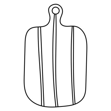 Mutfak araçları et anahatları için ahşap siper basit minimalist düz tasarım vektör simgeleri beyaz arkaplanda izole