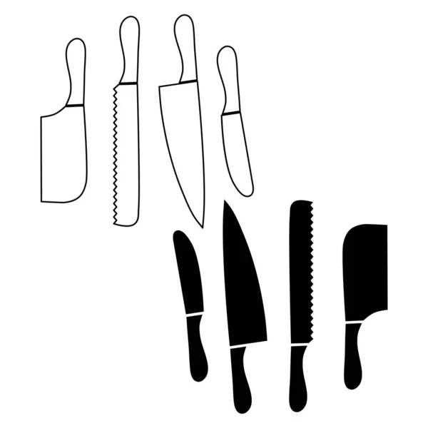 Köksverktyg Uppsättning Fyra Köksknivar För Smör Bröd Snideri Kniv Och — Stock vektor