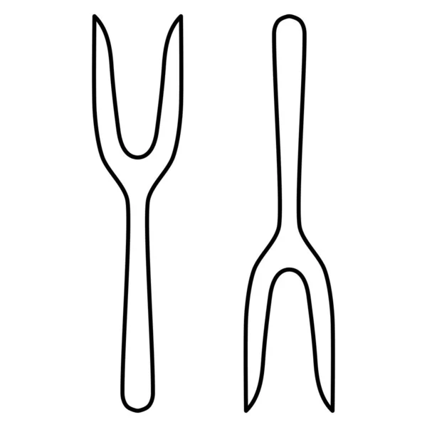 Utensili Cucina Posate Set Due Forchette Logo Contorno Semplice Minimalista — Vettoriale Stock