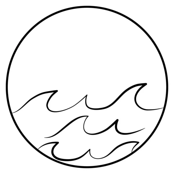 Simple Minimaliste Vagues Eau Lac Rivière Logo Cercle Vectoriel Illustration — Image vectorielle