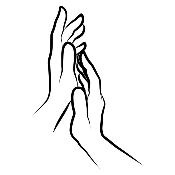 Γυναίκες Χέρια Παλαμάκια Απλό Περίγραμμα Μινιμαλιστική Γραμμική Χειρονομία Στυλ Εικονογράφηση — Διανυσματικό Αρχείο
