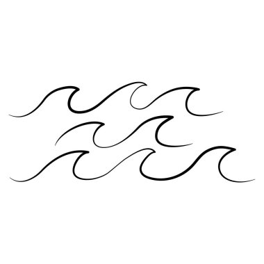 Basit minimalist dalgalar el çizimi su gölü nehir logo vektör çizimi, beyaz arkaplanda izole tasarım