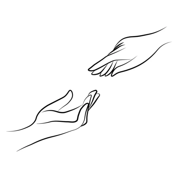Mulheres Mãos Simples Esboço Estilo Gesto Linear Minimalista Vetor Ilustração — Vetor de Stock