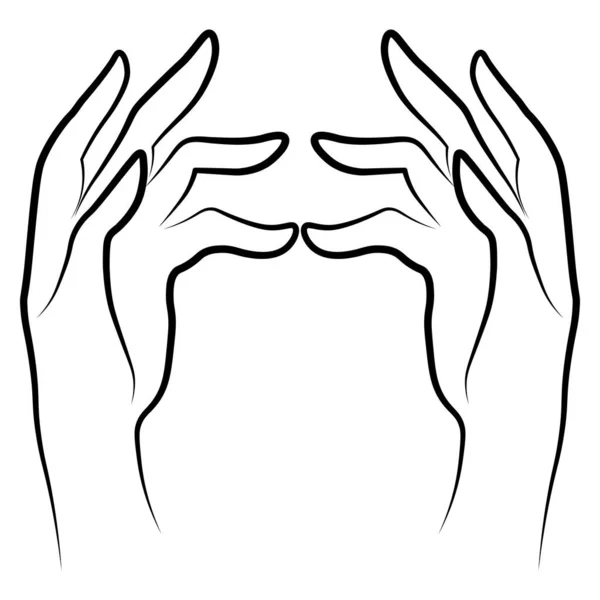 Γυναίκες Χέρια Απλό Περίγραμμα Μινιμαλιστική Γραμμική Χειρονομία Στυλ Εικονογράφηση Διάνυσμα — Διανυσματικό Αρχείο