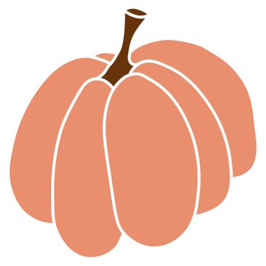 Kabak ikonu vektör çizimi. Sonbahar Cadılar Bayramı ya da Şükran Günü balkabağı sembolü düz dizayn edilmiş, beyaz arkaplanda izole edilmiş siluet.