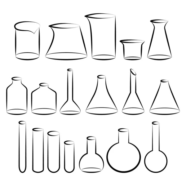 Set Different Sizes Shapes Types Chemical Test Tubes Vector Icons — Stock Vector