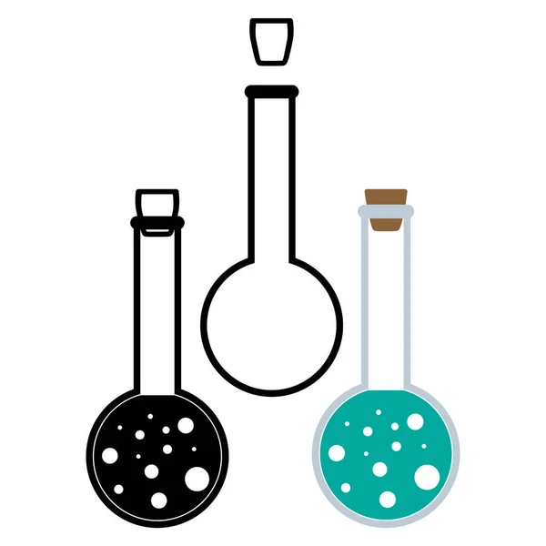 Kémiai Kémcső Vektor Ikonok Beállítani Minimalista Lapos Illusztrációk Kísérlet Kémiai — Stock Vector