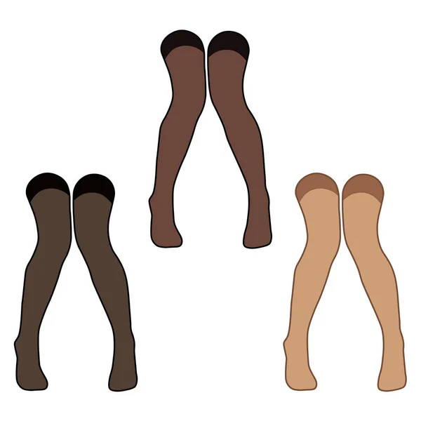 Women Stocking Different Colours Simple Minimalist Vector Icon Female Legs — Stock Vector