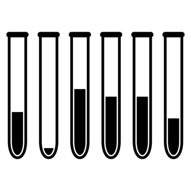 Kimyasal test tüpleri vektör simgeleri farklı tip mataralar minimalist düz çizimler. Beyaz arka planda izole edilmiş bilimsel deney şişeleri.