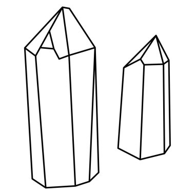Hippi kristal ana hatları vektör illüstrasyon minimalist simge seti. Hazine taşının doğrusal işareti. Mineral, elmas, kuvars. Beyaz arkaplanda izole edilmiş basit simgeler..