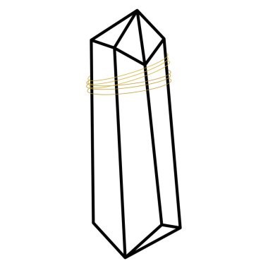 Hippi kristal ana hatları vektör illüstrasyon minimalist simgesi. Hazine taşının doğrusal işareti. Mineral, elmas, kuvars, beyaz arkaplanda izole edilmiş basit simge.