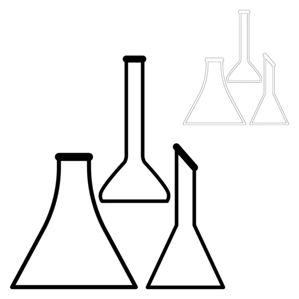 Chemické Zkumavky Vektorové Ikony Nastavit Minimalistické Ploché Ilustrace Experimentální Chemické — Stockový vektor