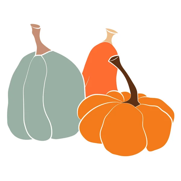Pompoen Pictogram Vector Illustratie Set Herfst Halloween Thanksgiving Pompoen Symbool — Stockvector