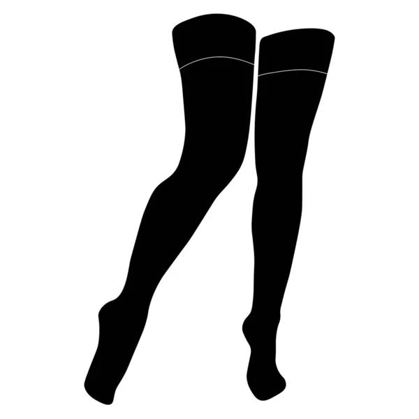 Women Stocking Silhouette Simple Minimalist Vector Icon Female Legs Silhouette — Vettoriale Stock