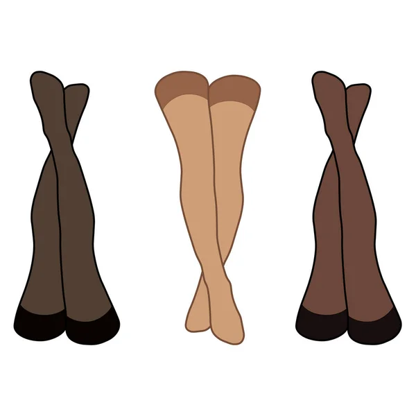 Farklı Renkte Stoklayan Kadınlar Basit Minimalist Vektör Ikonu Dişi Bacaklar — Stok Vektör