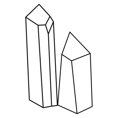 Hippi kristal ana hatları vektör illüstrasyon minimalist simge seti. Hazine taşının doğrusal işareti. Mineral, elmas, kuvars. Beyaz arkaplanda izole edilmiş basit simgeler..