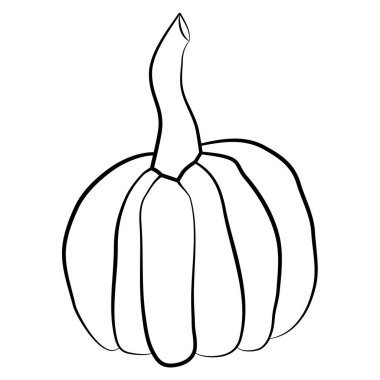 Kabak ikonu vektör çizimi. Sonbahar Cadılar Bayramı ya da Şükran Günü balkabağı sembolü düz dizayn edilmiş, beyaz arkaplanda izole edilmiş siluet.